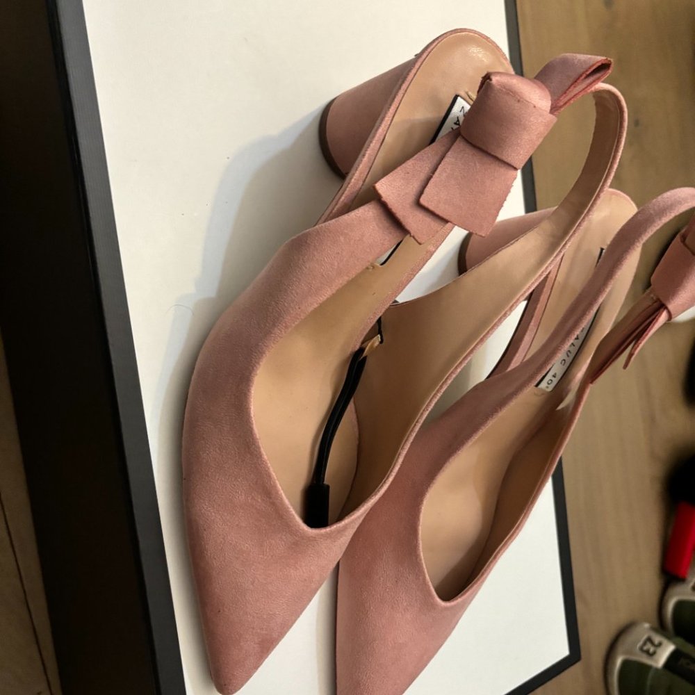 Zara Sling Back Pink Rounded Block Heels, size 9 - Picture 5 of 6